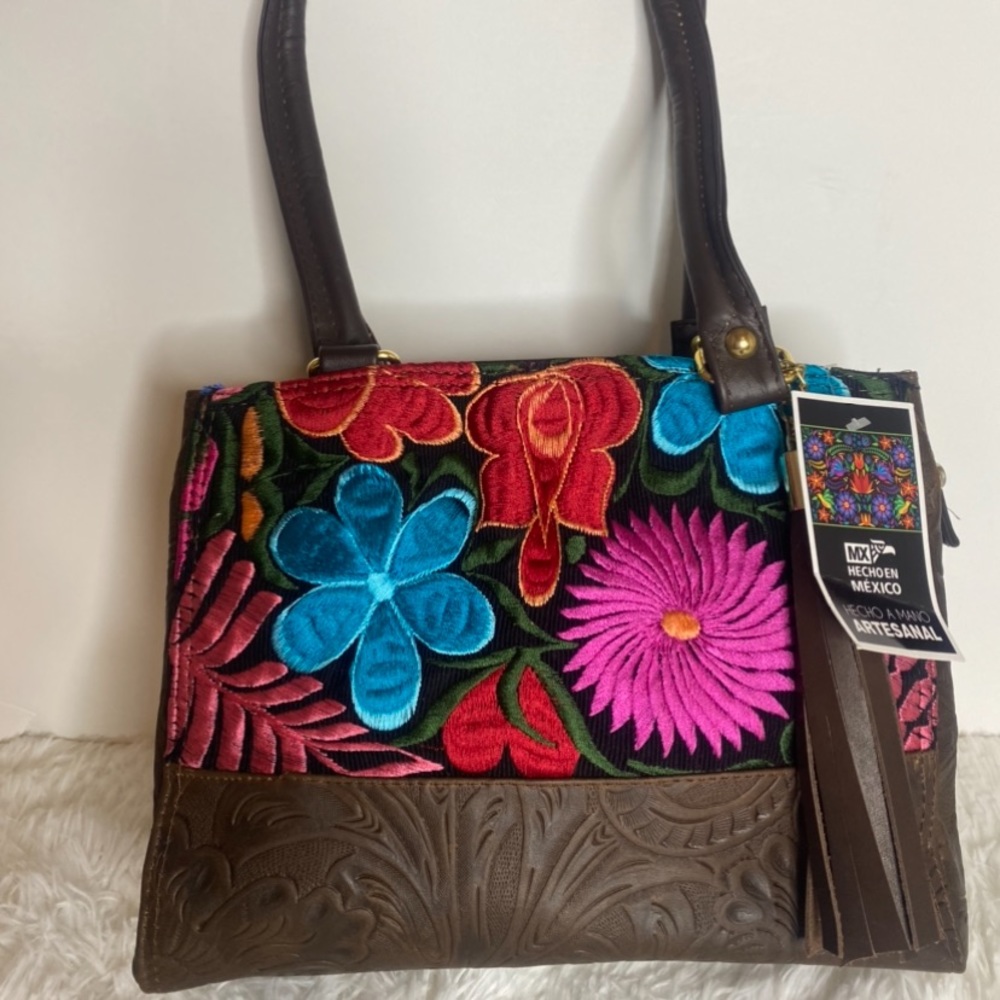 COPY - Mexican flower embroidered shoulder bag